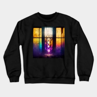 Stained Glass Glowing Church Crewneck Sweatshirt